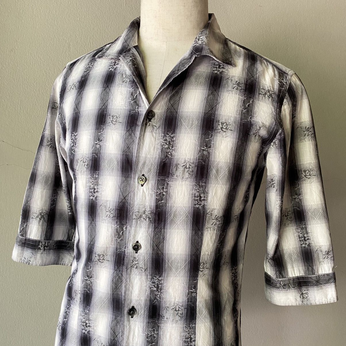 Tornado Mart TORNADO MART Black & White Ombre Plaid Shirt Size US L / EU 52-54 / 3 - 3 Thumbnail
