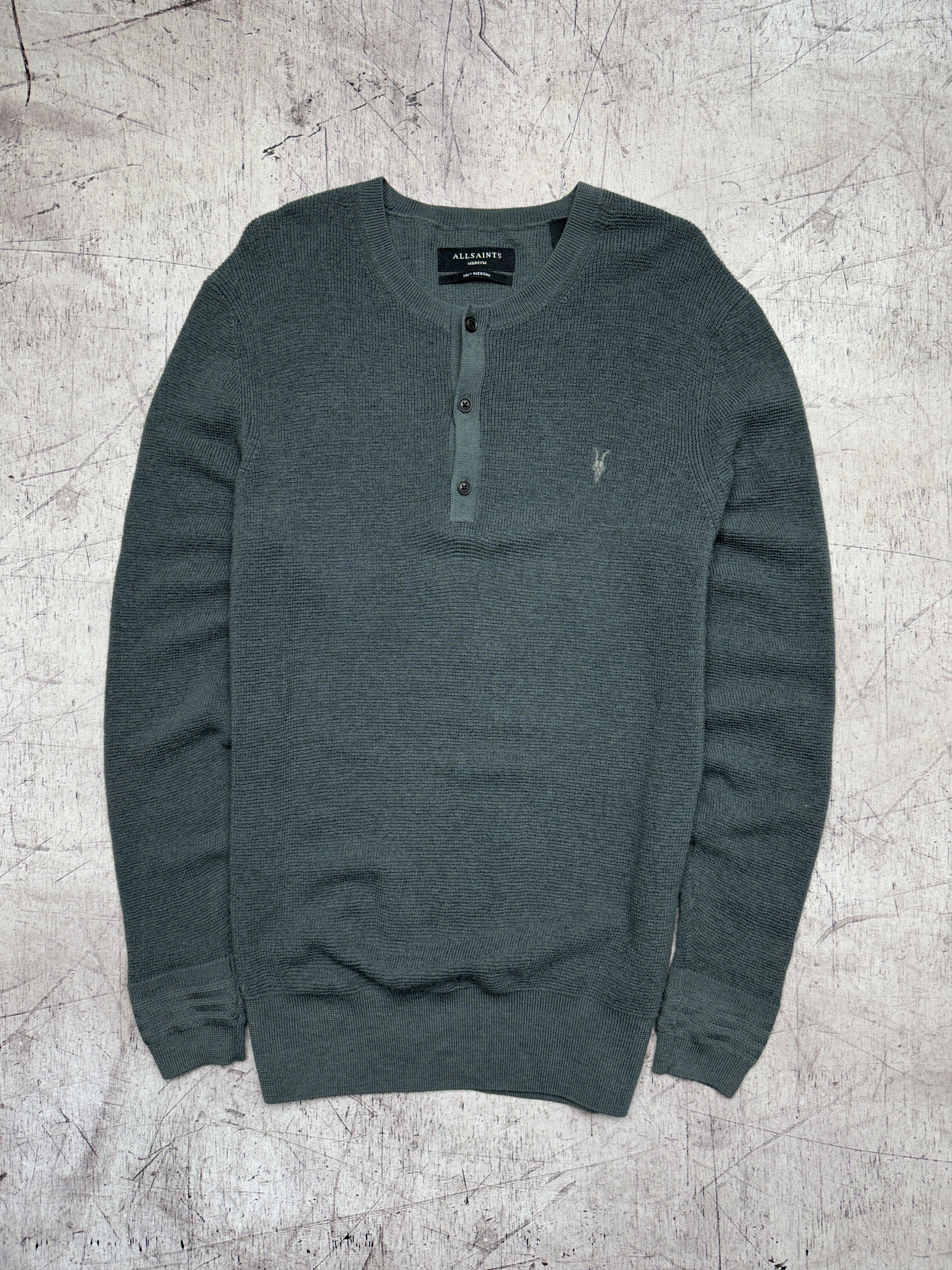 Allsaints Allsaints Mens Merino Wool Ivar Henley Sweater Size US M / EU 48-50 / 2 - 1 Thumbnail