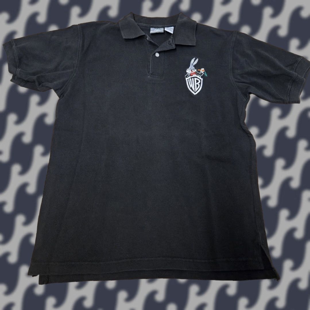 Vintage VINTAGE Warner Bros Polo Shirt Mens Small Embroidered WB Bugs Bunny Shield Black Polo Short Sleeve 100% Cotton" Size US S / EU 44-46 / 1 - 1 Thumbnail