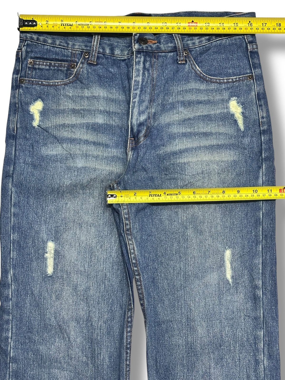 Japanese Brand Nylaus Jeans Baggy Loose Distressed With Faded Wash Size US 33 - 14 Thumbnail