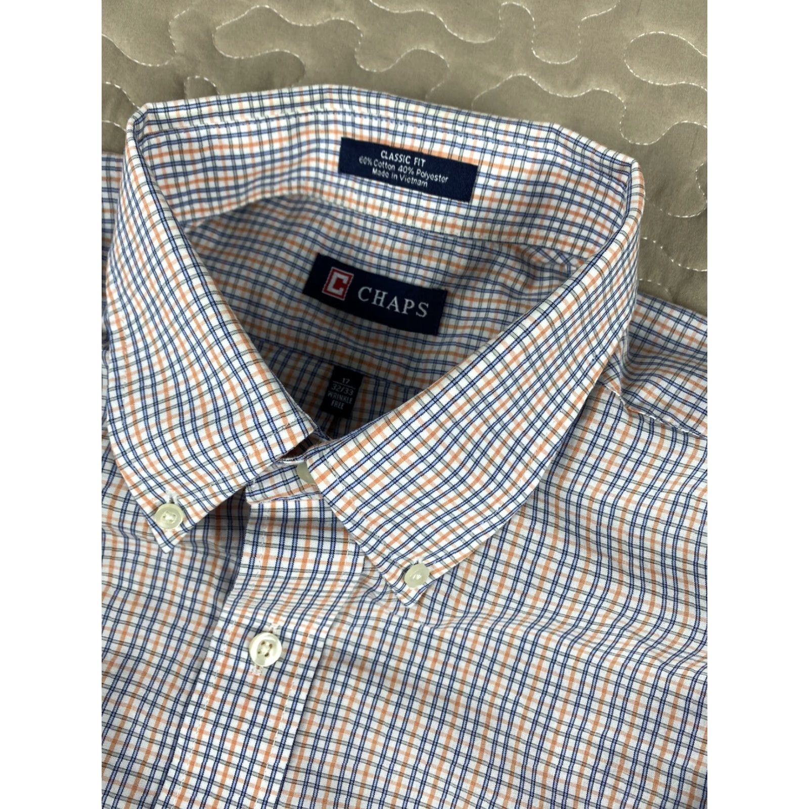 Ralph Lauren Chaps Ralph Lauren Wrinkle Free Dress Shirt Checkered Mens Sz 17 32/33 Black Size 46R - 3 Thumbnail