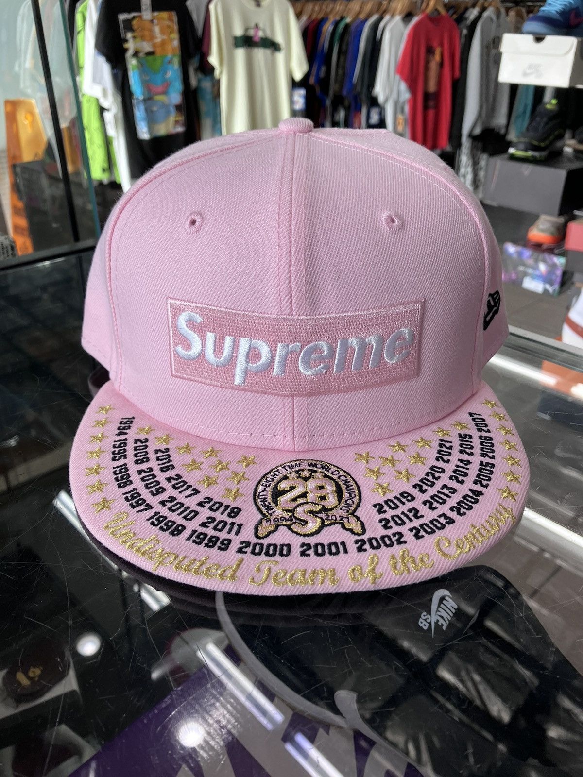 Supreme Supreme Undisputed Box Logo New Era Pink Hat Cap