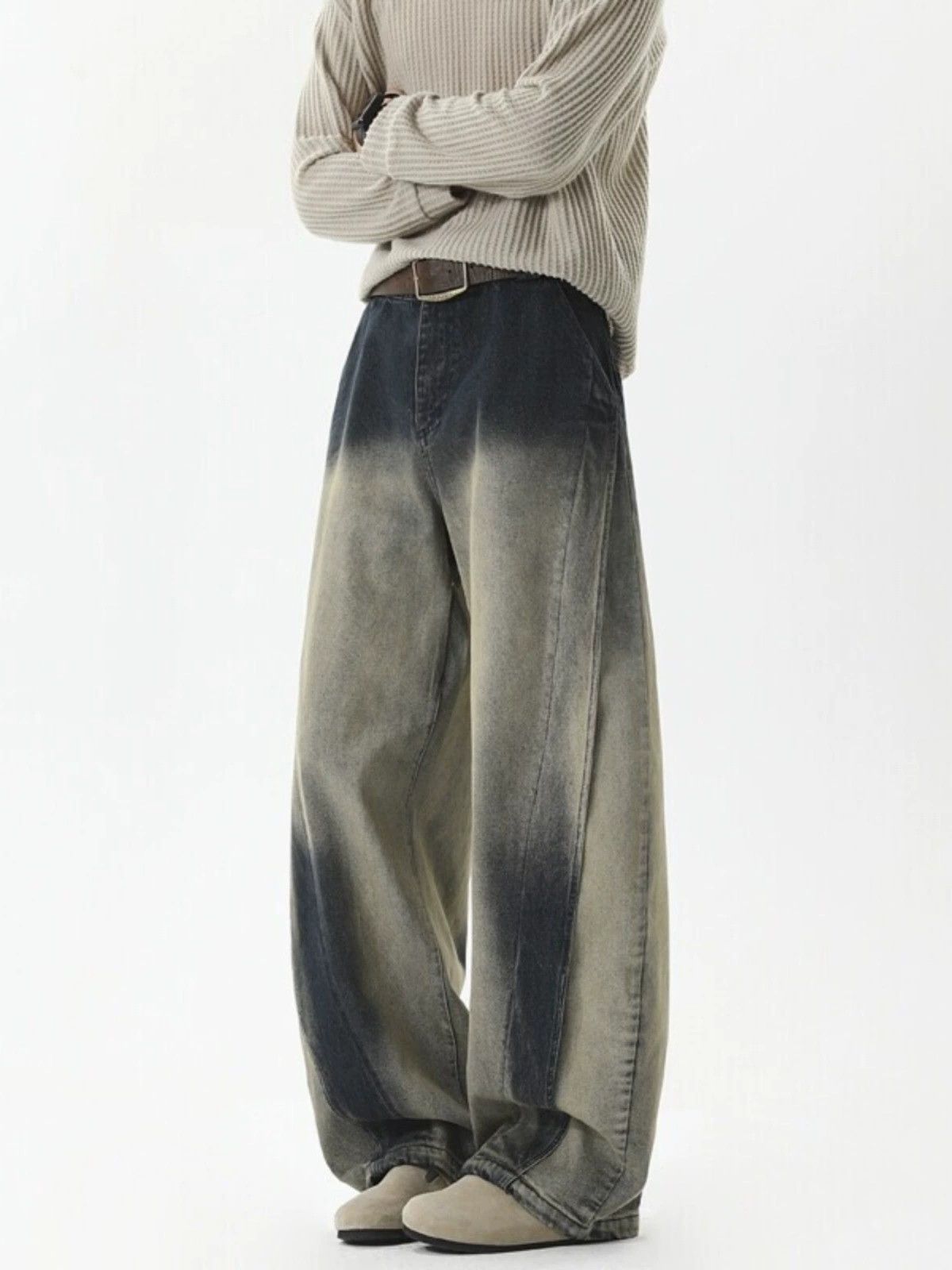 Vintage American street retro blue gradient stitching scimitar jeans Size US 32 / EU 48 - 3 Thumbnail