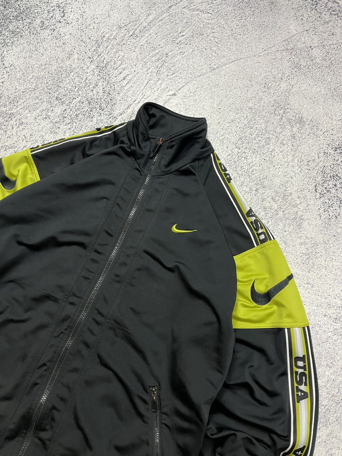 Nike × Vintage Vintage Nike 90s Big Swoosh USA Lampas Track Jacket Rare Y2k Size US M / EU 48-50 / 2 - 4 Thumbnail