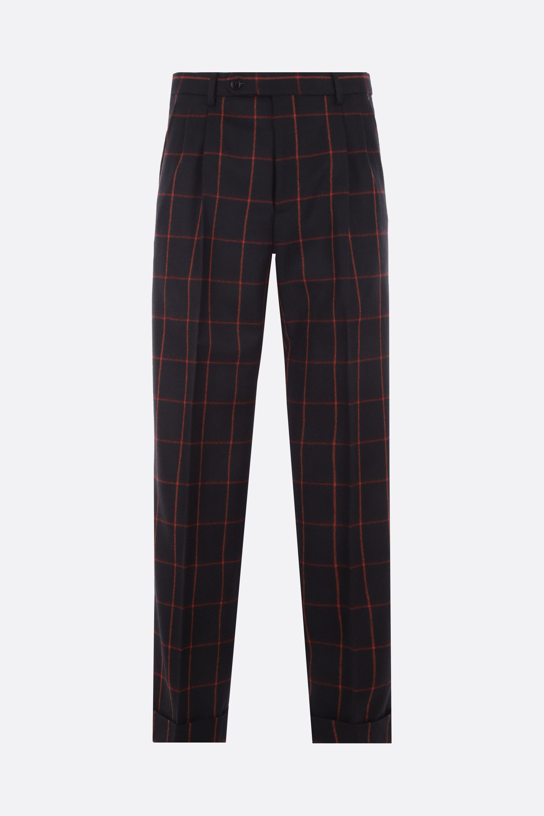 o1mt1gz0725 Check Wool Trouser in Black