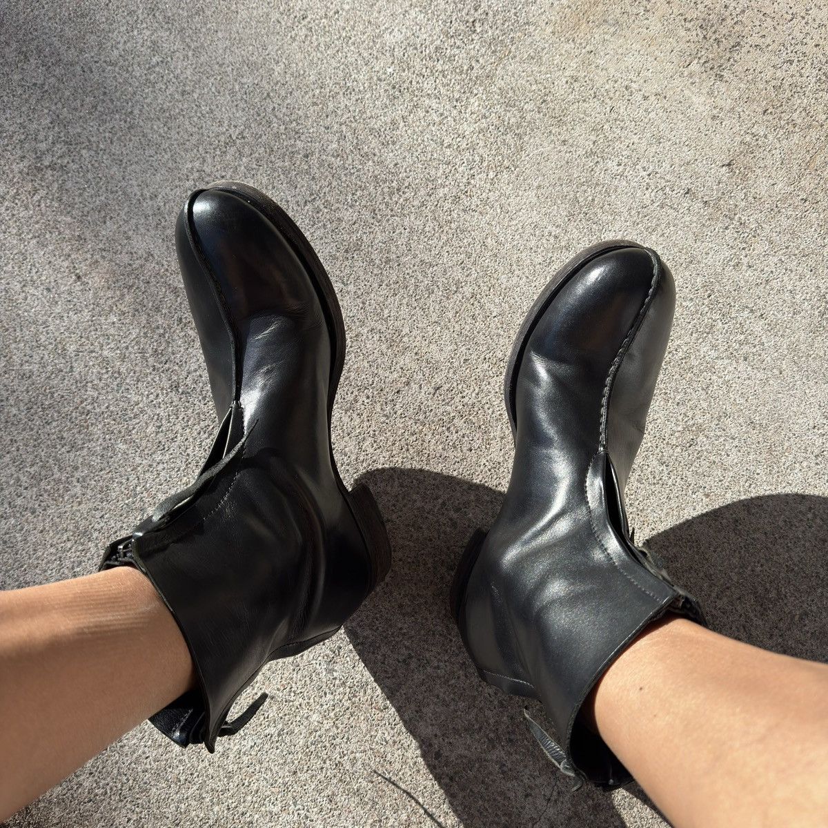 Ma+ M.a+ black leather double-zip boots, fits Size 42.5 Size US 9 / EU 42 - 1 Thumbnail