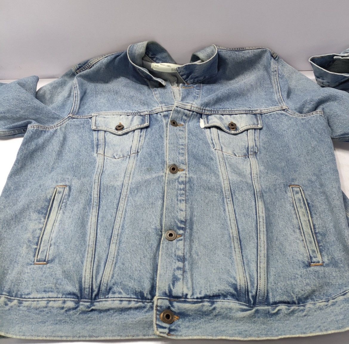 Off-White Off-White Sprayed Diagonals Denim Jacket Size US L / EU 52-54 / 3 - 8 Thumbnail