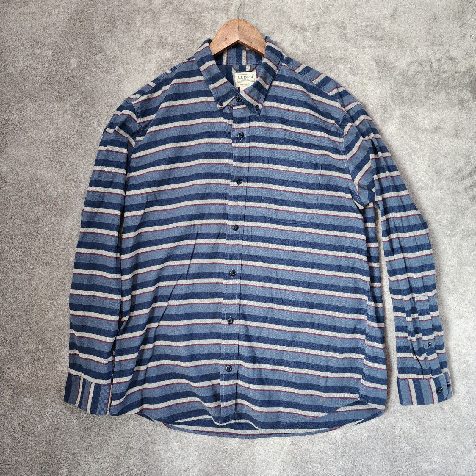 L.L. Bean L.L. Bean Men's L Organic Blend, Blue/Red/White Stripes Size US L / EU 52-54 / 3 - 2 Thumbnail