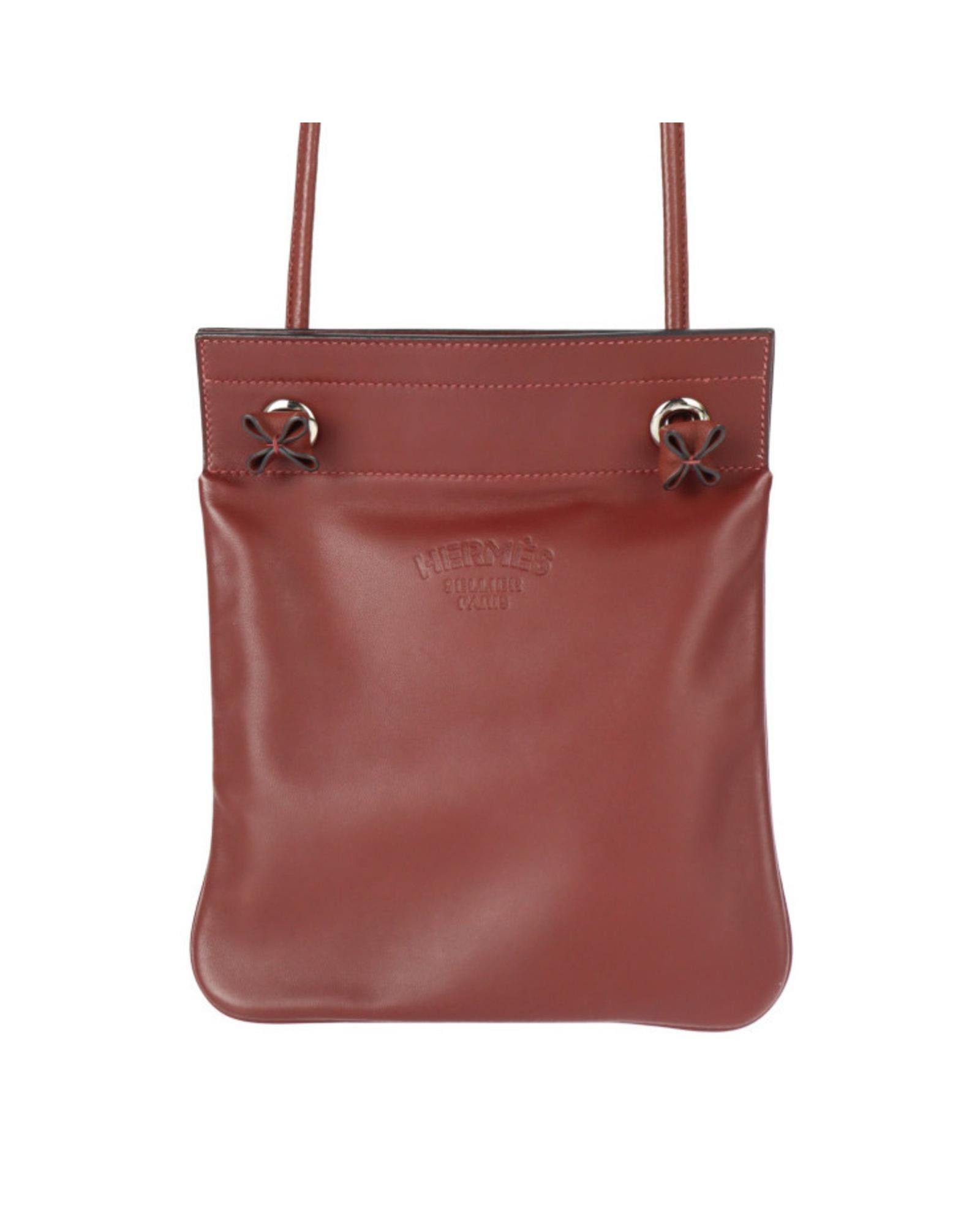 image of Hermes Aline Leather Bag in Burgundy, Women's