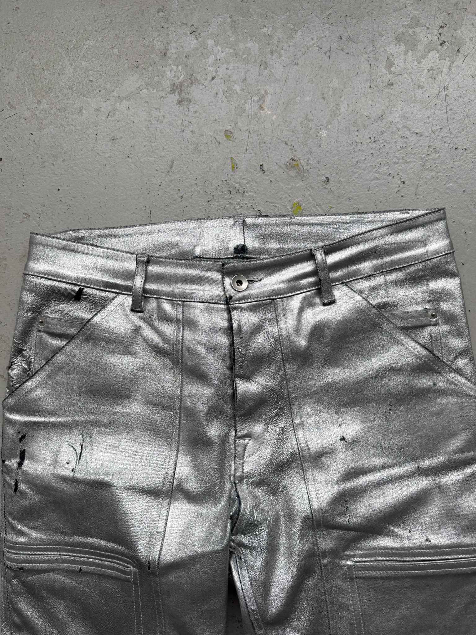 Rick Owens Drkshdw Rick Owens DRKSHDW FW19 Aluminum Waxed Nagakin Jeans Size US 32 / EU 48 - 8 Thumbnail