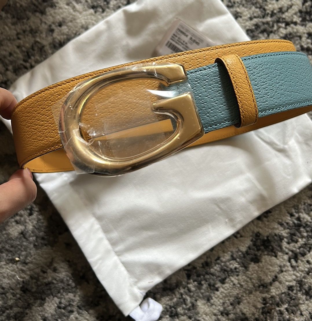 Gucci Gucci Belt 709954 G Memorable BUCKLE Two Tone Leather Belt Size 40 - 2 Thumbnail