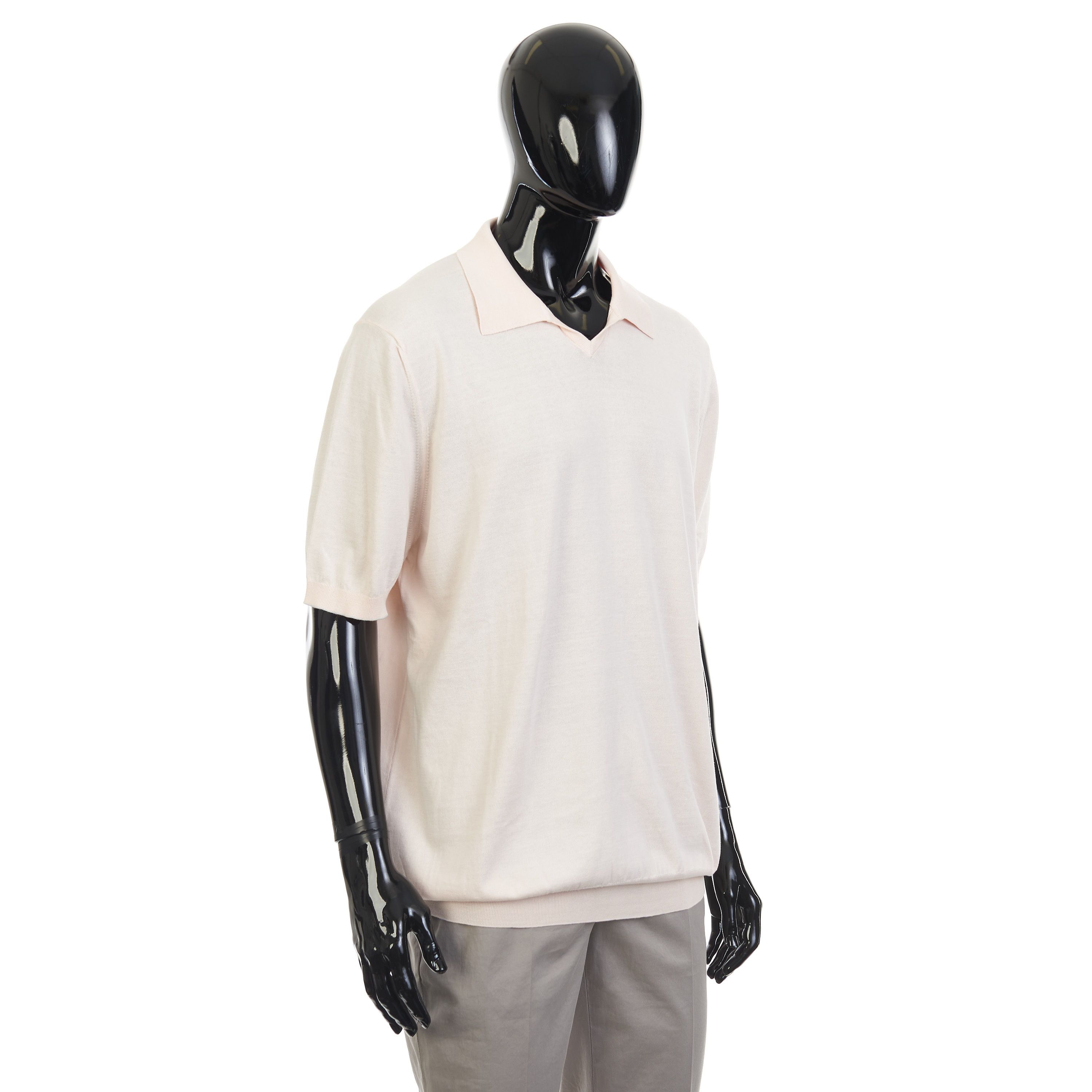 Brunello Cucinelli Light Pink Lightweight Cotton Knit Polo Shirt Size 60 Size US XXL / EU 58 / 5 - 8 Thumbnail