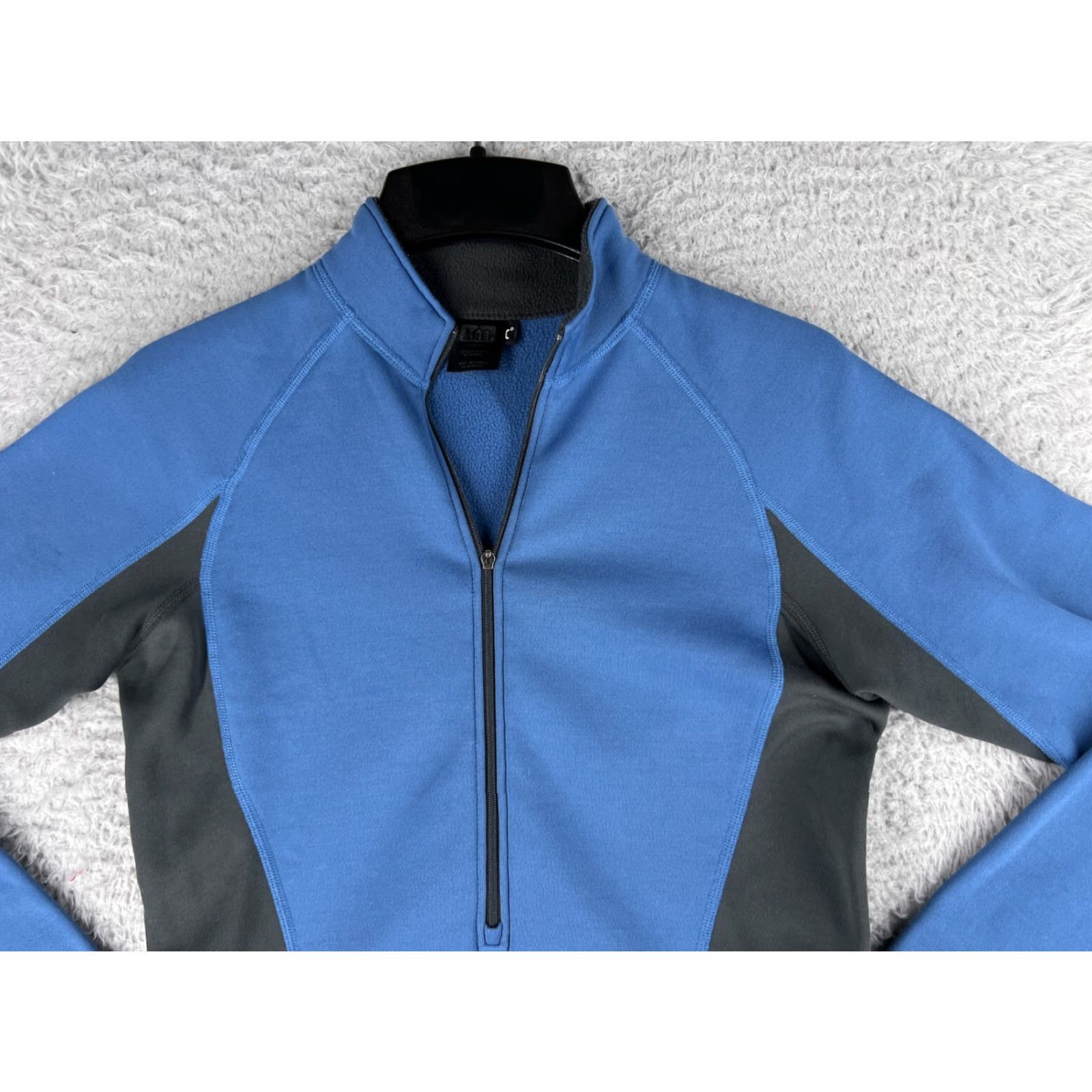 Vintage REI Womens 1/2 Zip Blue Black Fleece Lined Mock Neck Knit Polyester Sweatshirt Shirt XS Regular Size XS / US 0-2 / IT 36-38 - 4 Thumbnail
