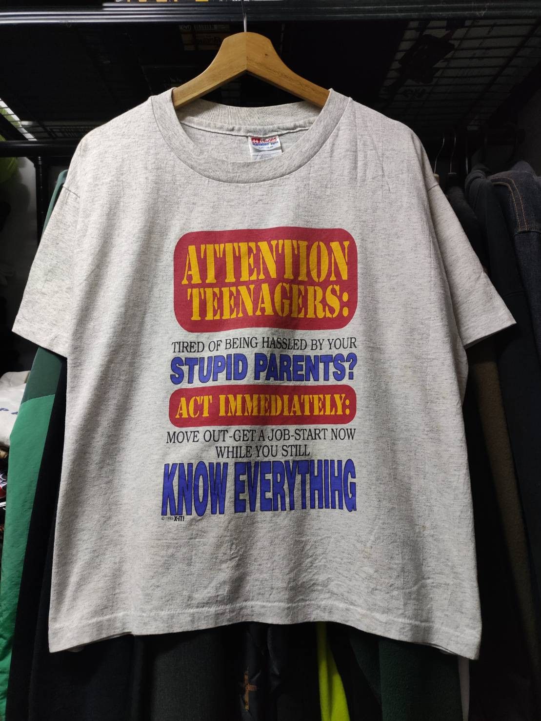 Vintage Vtg 90's Attention Teenagers Cropped Made in USA T-Shirt Size US L / EU 52-54 / 3 - 2 Thumbnail