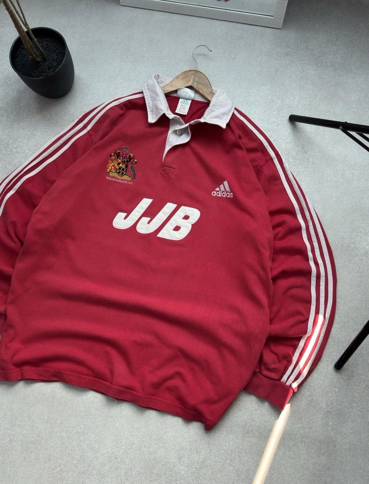 Adidas Vintage Wigan Athletic F.C Rugby Adidas JJB Polo Long Sleeve Size US XL / EU 56 / 4 - 3 Thumbnail