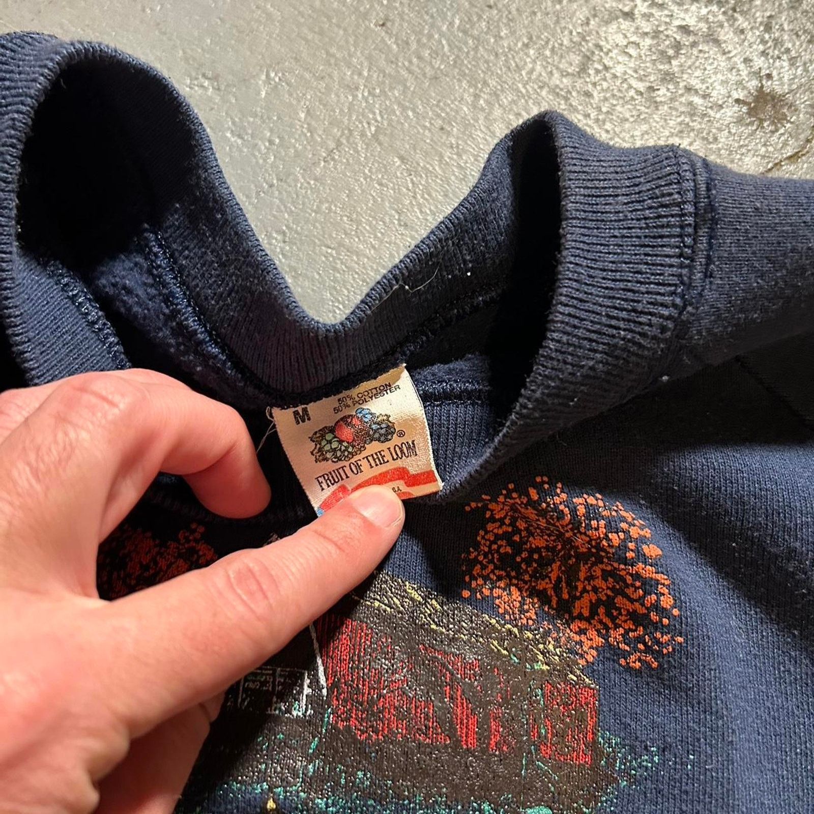 Fruit Of The Loom 90s navy blue grandma style mock neck sweater Size US M / EU 48-50 / 2 - 4 Thumbnail