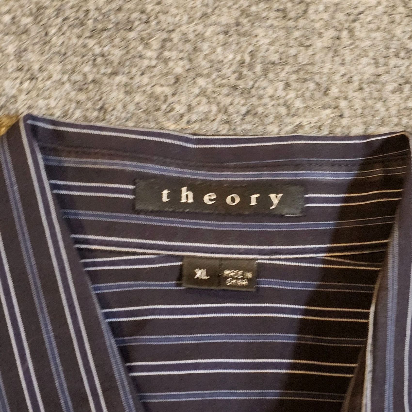 Theory Theory Shirt Mens XL Black Blue Striped Button French Cuff Long Sleeve Career Shirt Size US XL / EU 56 / 4 - 3 Thumbnail