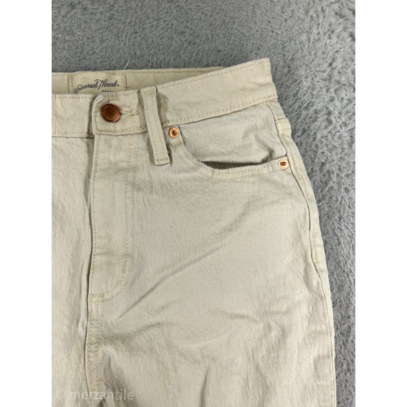 Vintage Universal Thread Jeans Women 0 Ivory Denim Stretch Wide-Leg Casual Pants Womens 90s Style Size 25" / US 0 / IT 36 - 7 Thumbnail
