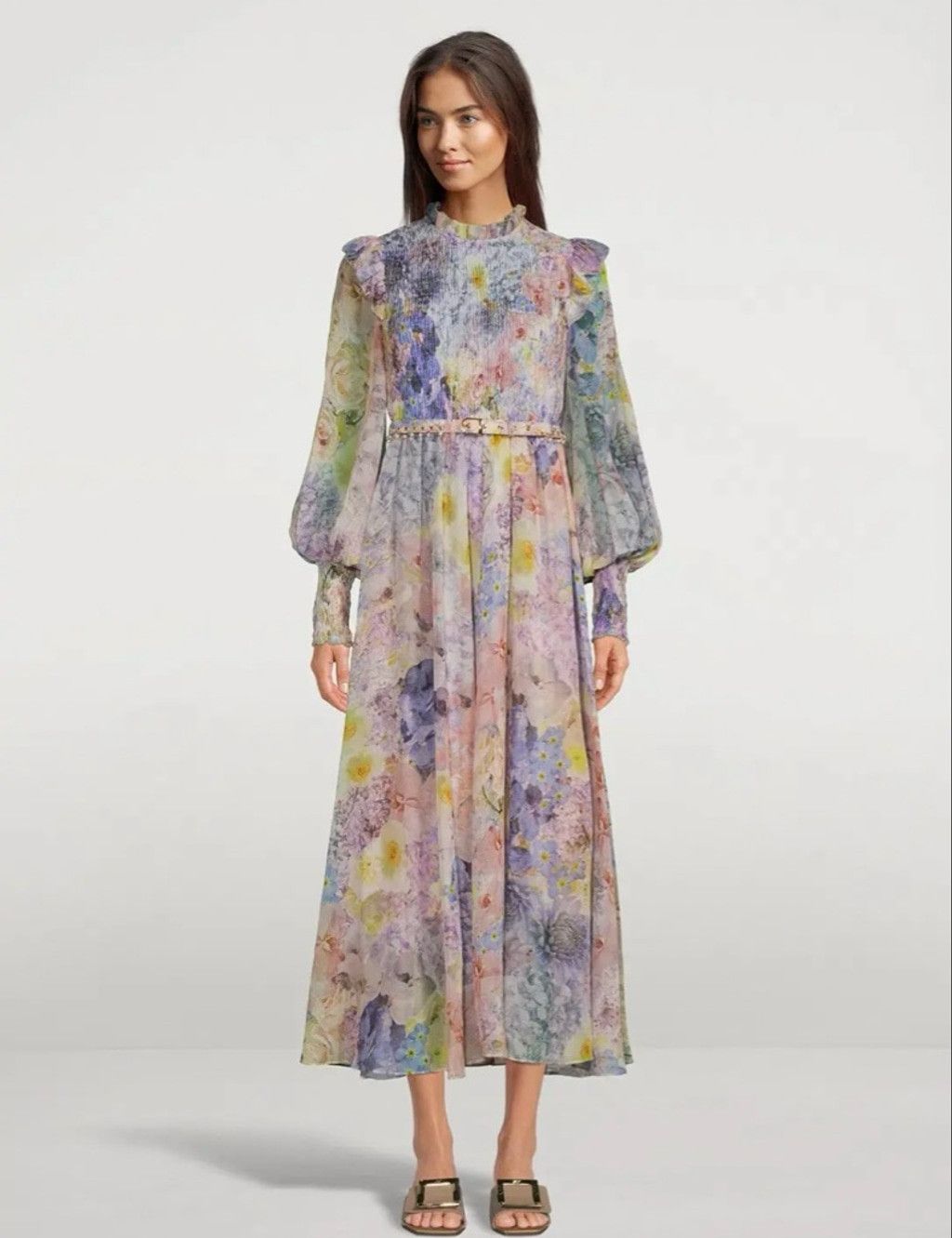 Zimmermann Women's Zimmermann Rhythmic Shirred Midi Dress Size S / US 4 / IT 40 - 1 Thumbnail