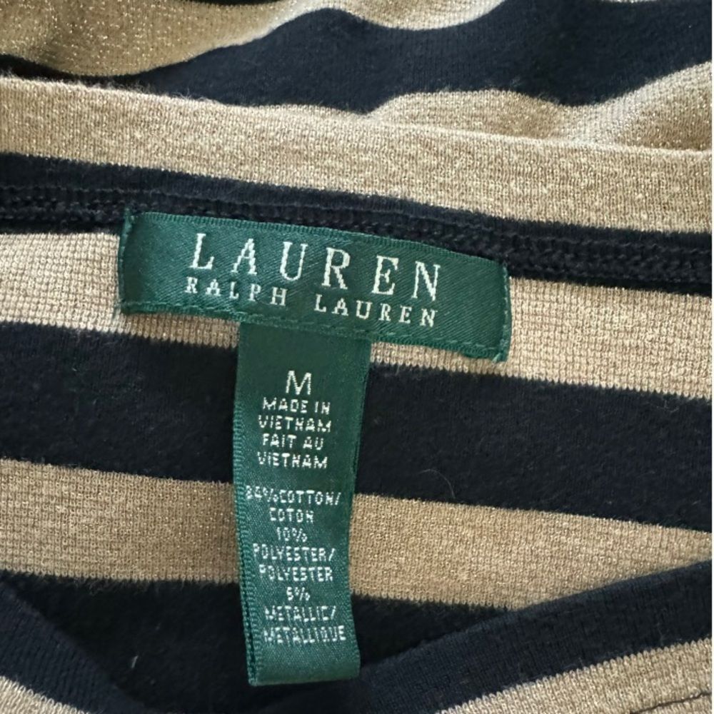 Lauren Ralph Lauren Lauren Ralph Lauren Black & Gold Metallic Stripe Top – Size Size M / US 6-8 / IT 42-44 - 4 Thumbnail