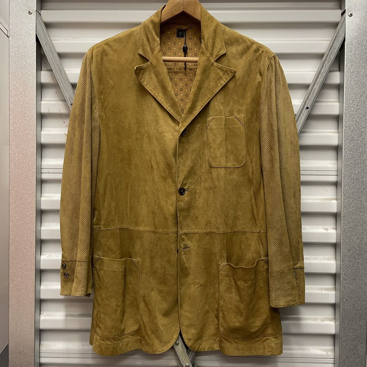 Cifonelli Suede Blazer Jacket Perforated Sleeves Made in Italy Size US XL / EU 56 / 4 - 1 Thumbnail