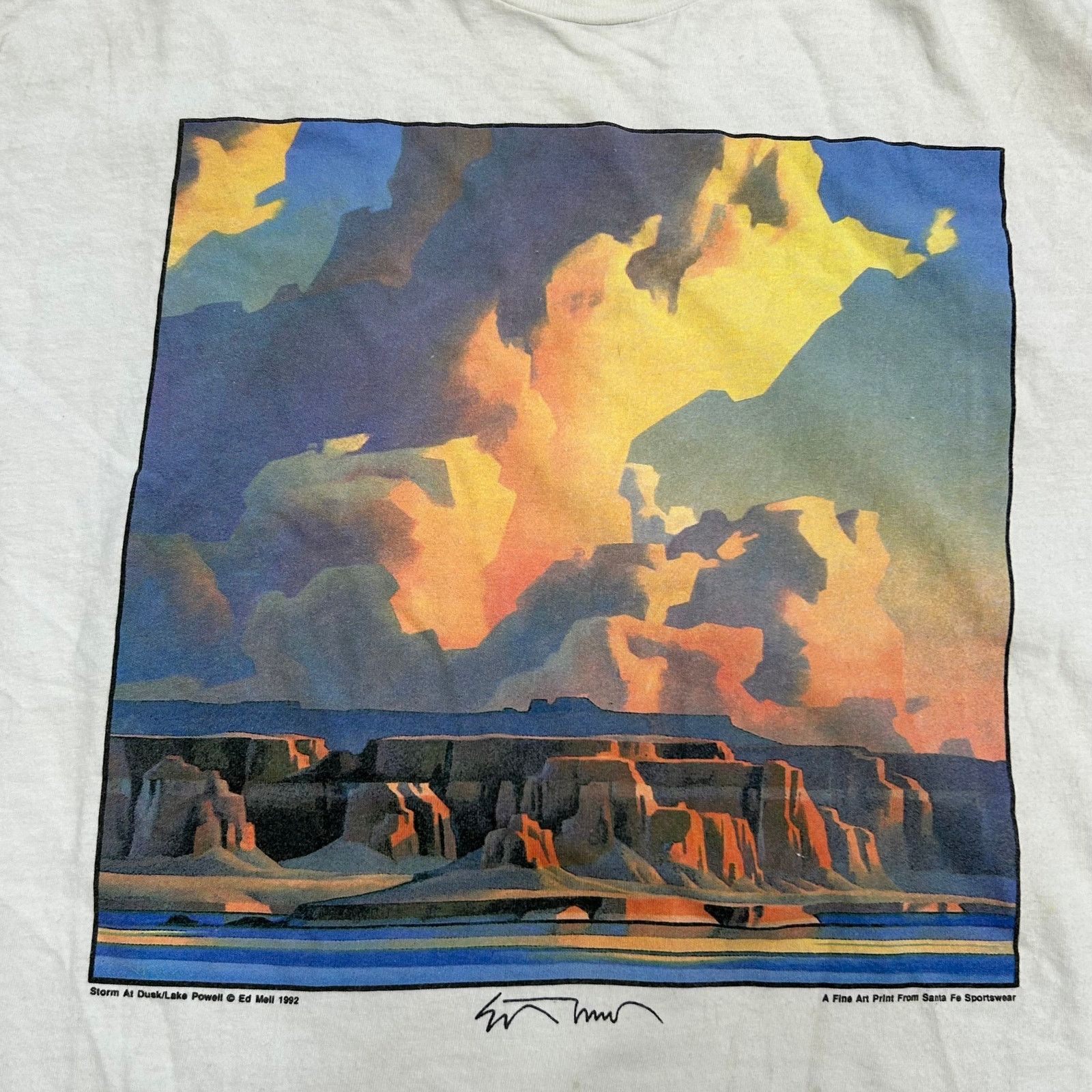 Vintage Vintage 1992 Ed Mell Storm at Dusk / Lake Powell Art Tee Size US XL / EU 56 / 4 - 6 Thumbnail
