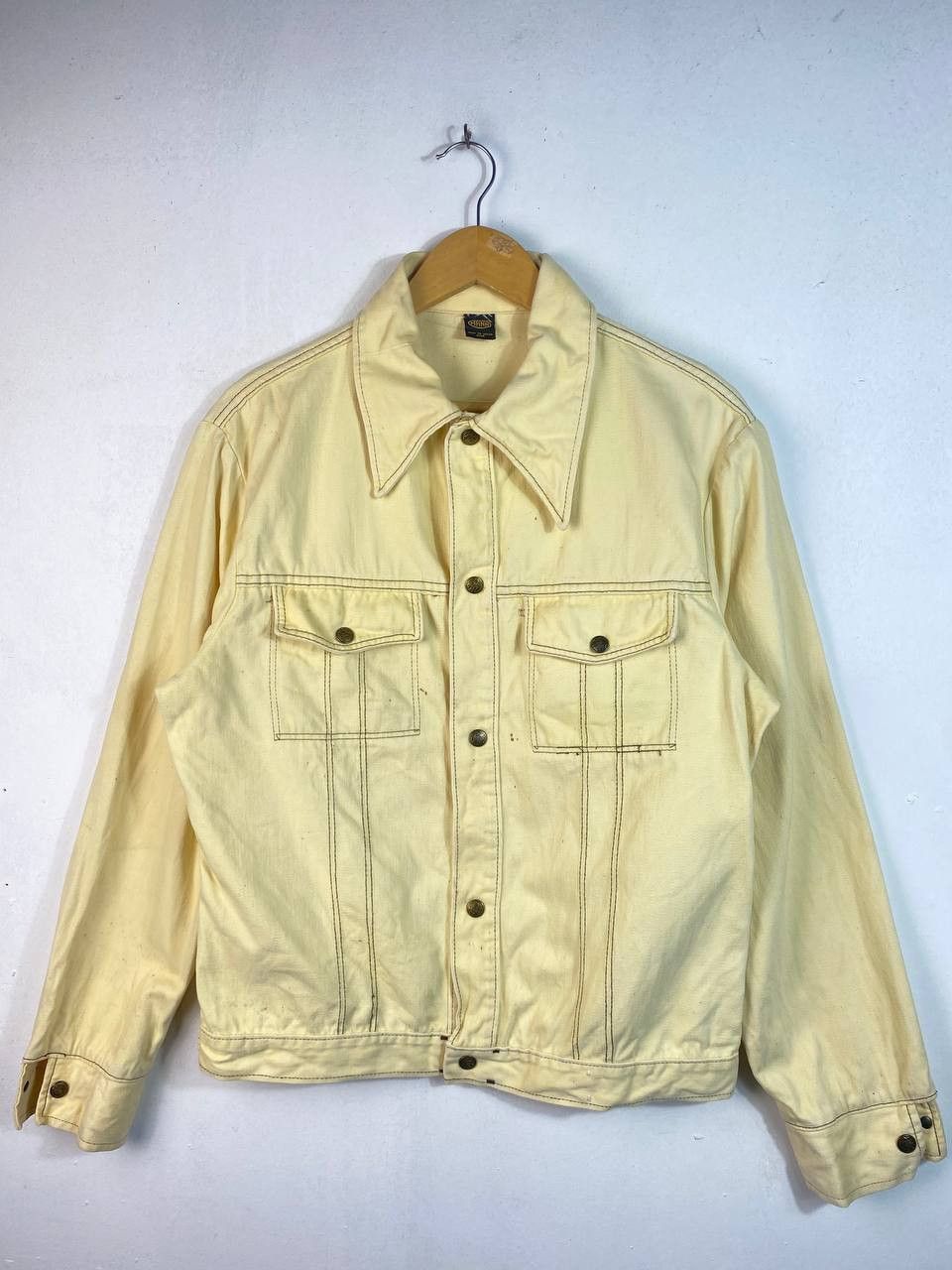Vintage vintage mann yellow denim jacket nice design Size US L / EU 52-54 / 3 - 1 Thumbnail