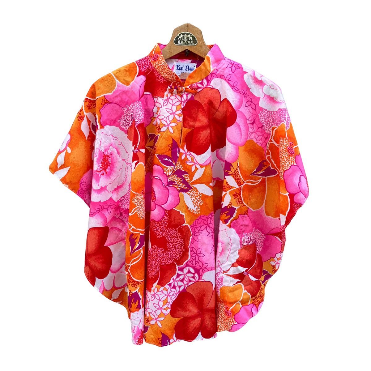 Other Vintage Kai Nani Hawaii Floral Kimono Blouse Tropical Cape Size ONE SIZE - 1 Thumbnail