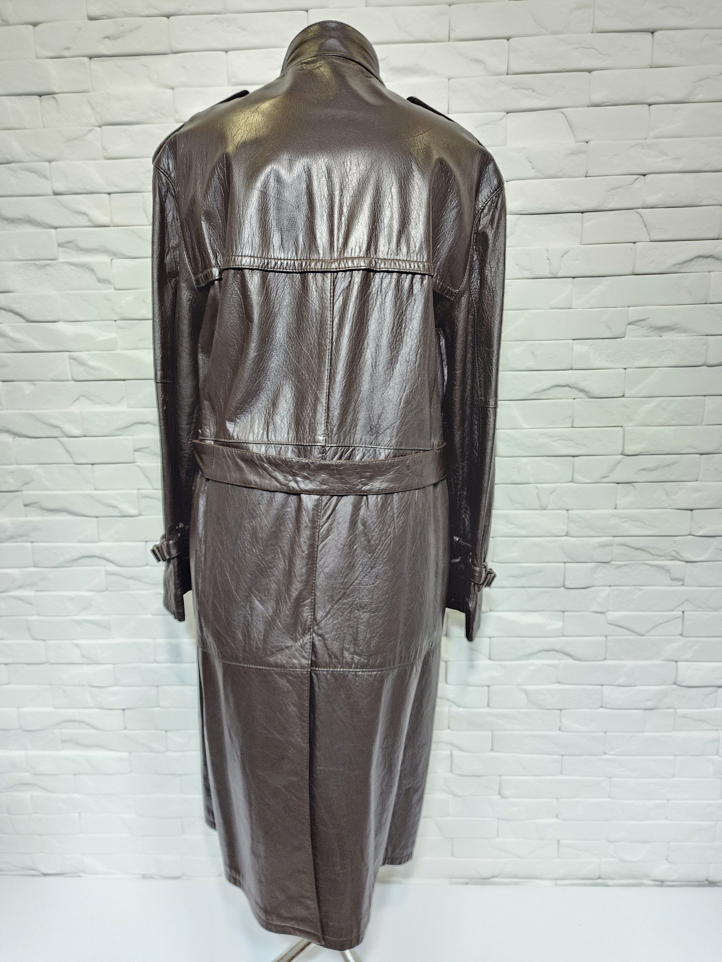 Genuine Leather Brown Genuine Leather Men's Coat with Belt Size US L / EU 52-54 / 3 - 3 Thumbnail
