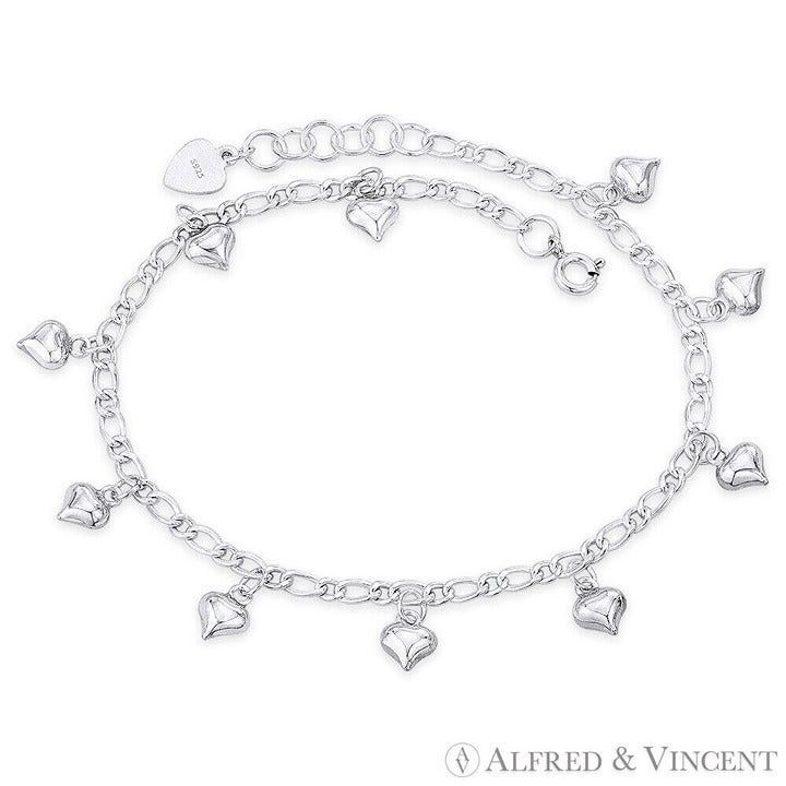 Other Puffed Heart Charm on Figaro Link Chain Anklet Size ONE SIZE - 1 Preview