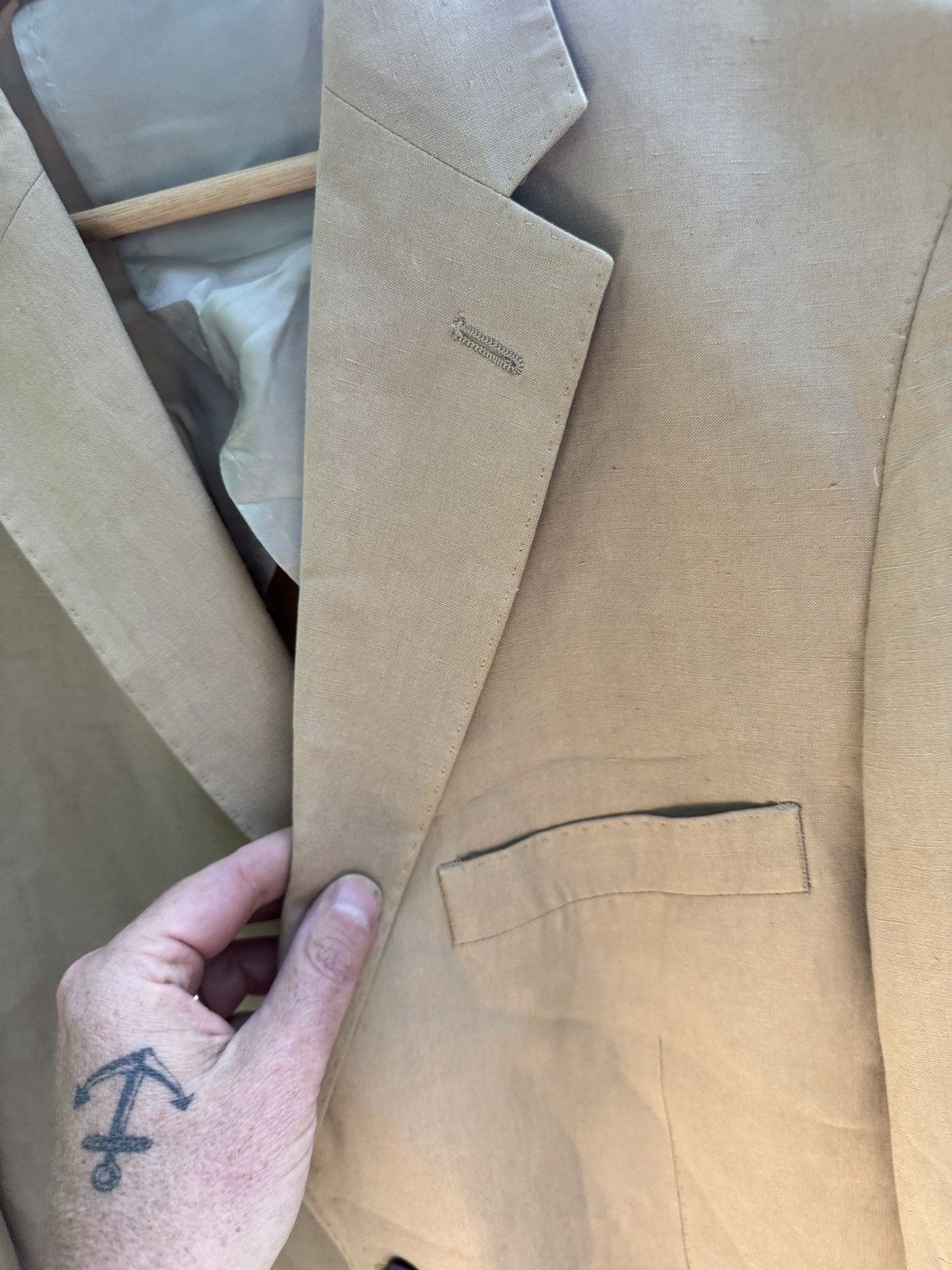 Bullock & Jones Bullock & Jones Silk–Linen Sport Coat / Blazer – Tan – 42R Size 42R - 7 Thumbnail