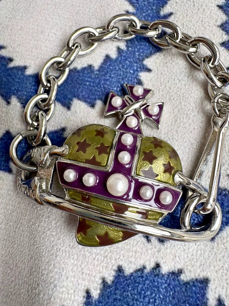 Vivienne Westwood Vivienne Westwood Yellow and Purple Pearl Big Heart Pin Br Size ONE SIZE - 4 Thumbnail