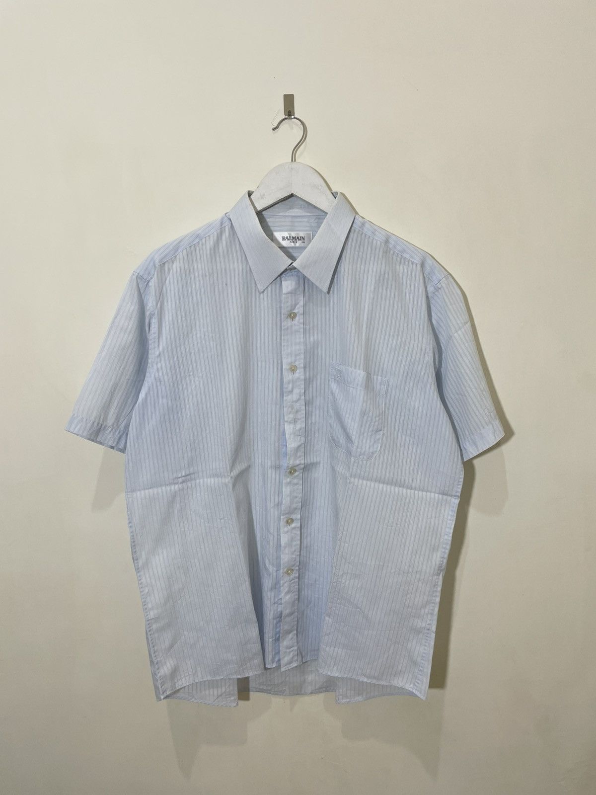 Balmain 2000s Balmain White Micro Check Short Sleeve Button Up Shirt Size US XXL / EU 58 / 5 - 1 Thumbnail