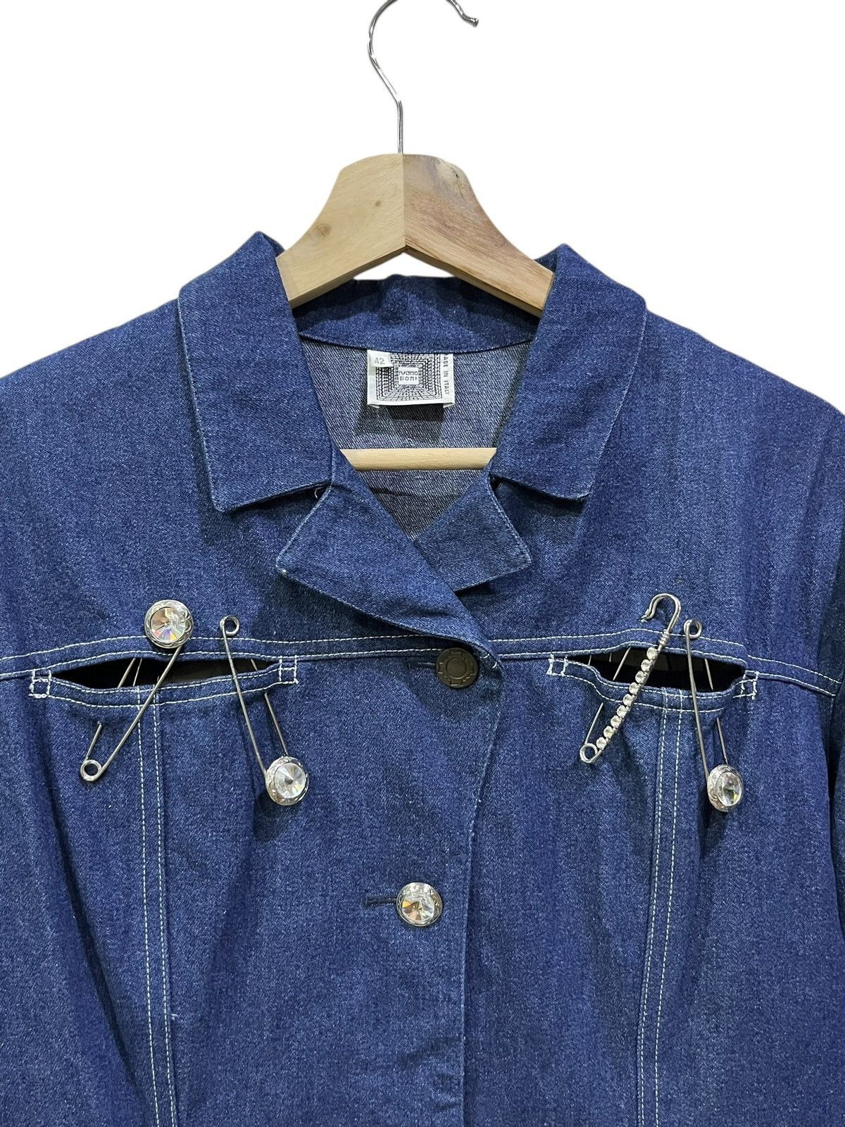 Italia Independent 🔥Ivano Boni Safety Pin Denim Jacket Avant Italy Size S / US 4 / IT 40 - 4 Thumbnail