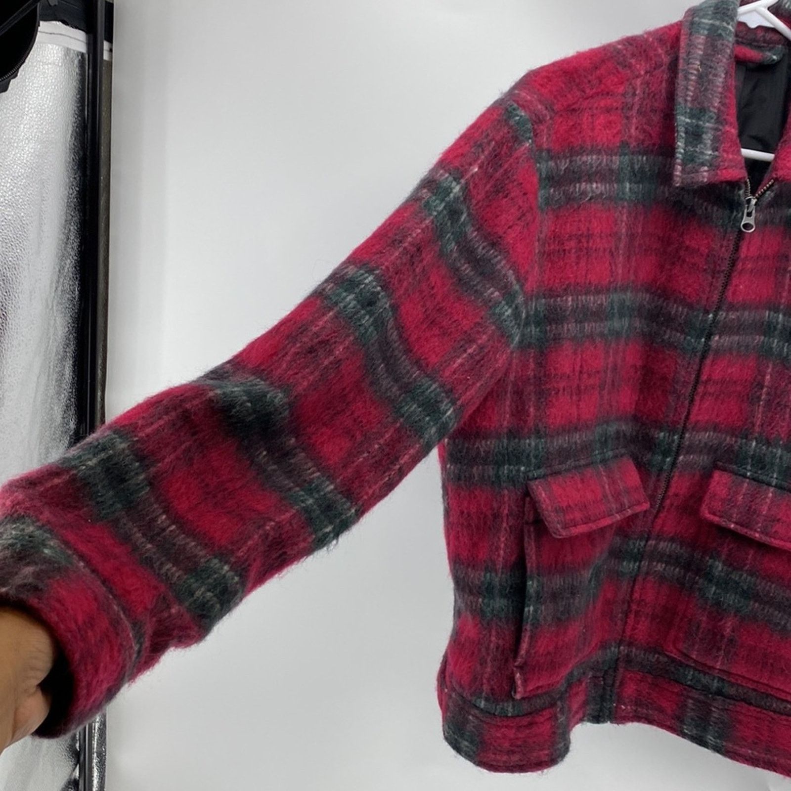 Other Wool blend shacket bomber pink red green in color oversized Size L / US 10 / IT 46 - 4 Thumbnail