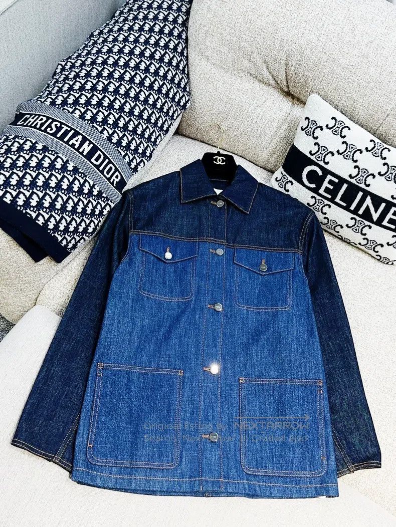 Fendi Fendi Navy Blue and Blue Long Sleeve Denim Jacket Size 4XL / US 24-26 - 4 Thumbnail