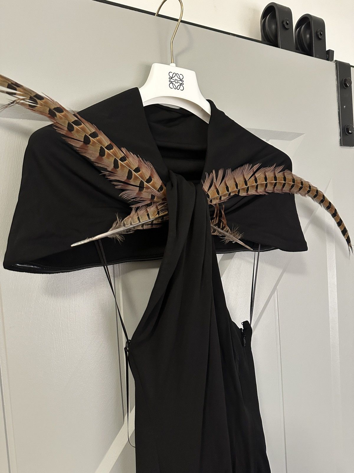 Loewe Loewe Black Maxi Dress with Feather Detail Size XXS / US 00 / IT 34 - 2 Thumbnail