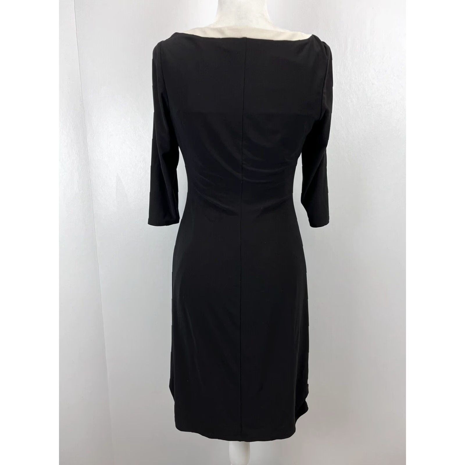 Ralph Lauren Lauren Ralph Lauren Dress 8 Black & Ivory Slinky Ruched Side Classic Womens Size M / US 6-8 / IT 42-44 - 3 Thumbnail