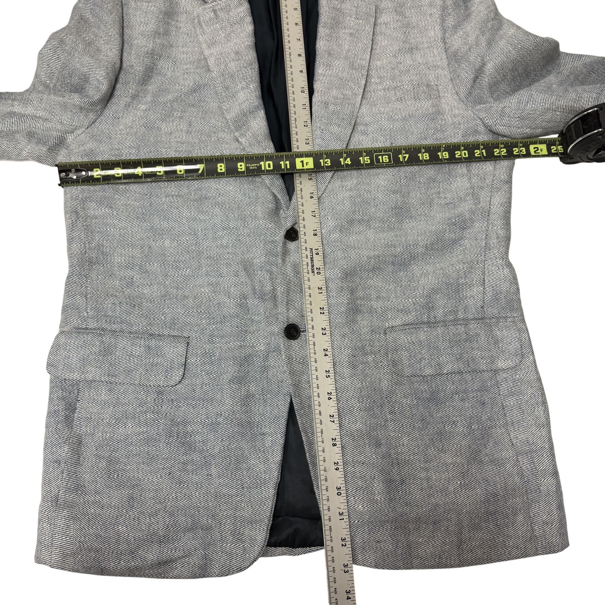 Other Studio Suits STEEL BLUE Sport Coat HERRINGBONE Silk Jacket Size 44L - 7 Thumbnail