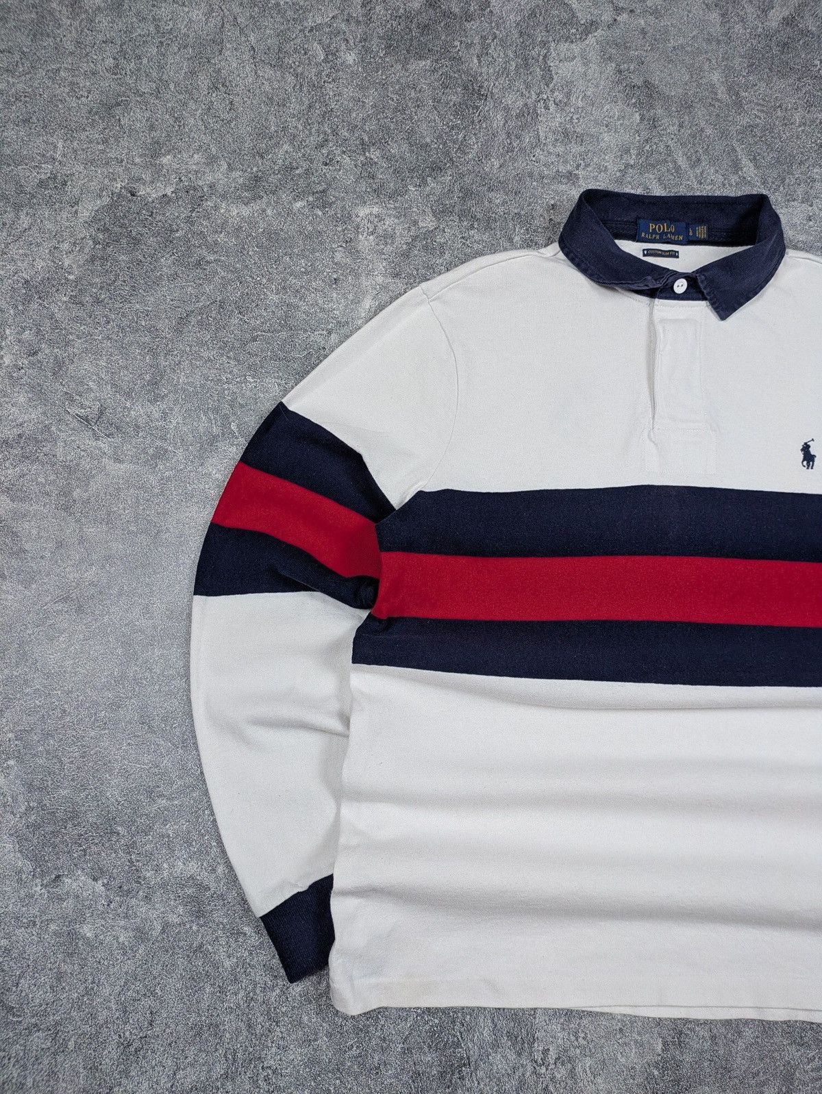 Polo Ralph Lauren Vintage Polo Ralph Lauren Striped Long Sleeve Rugby Polo Size US L / EU 52-54 / 3 - 3 Thumbnail