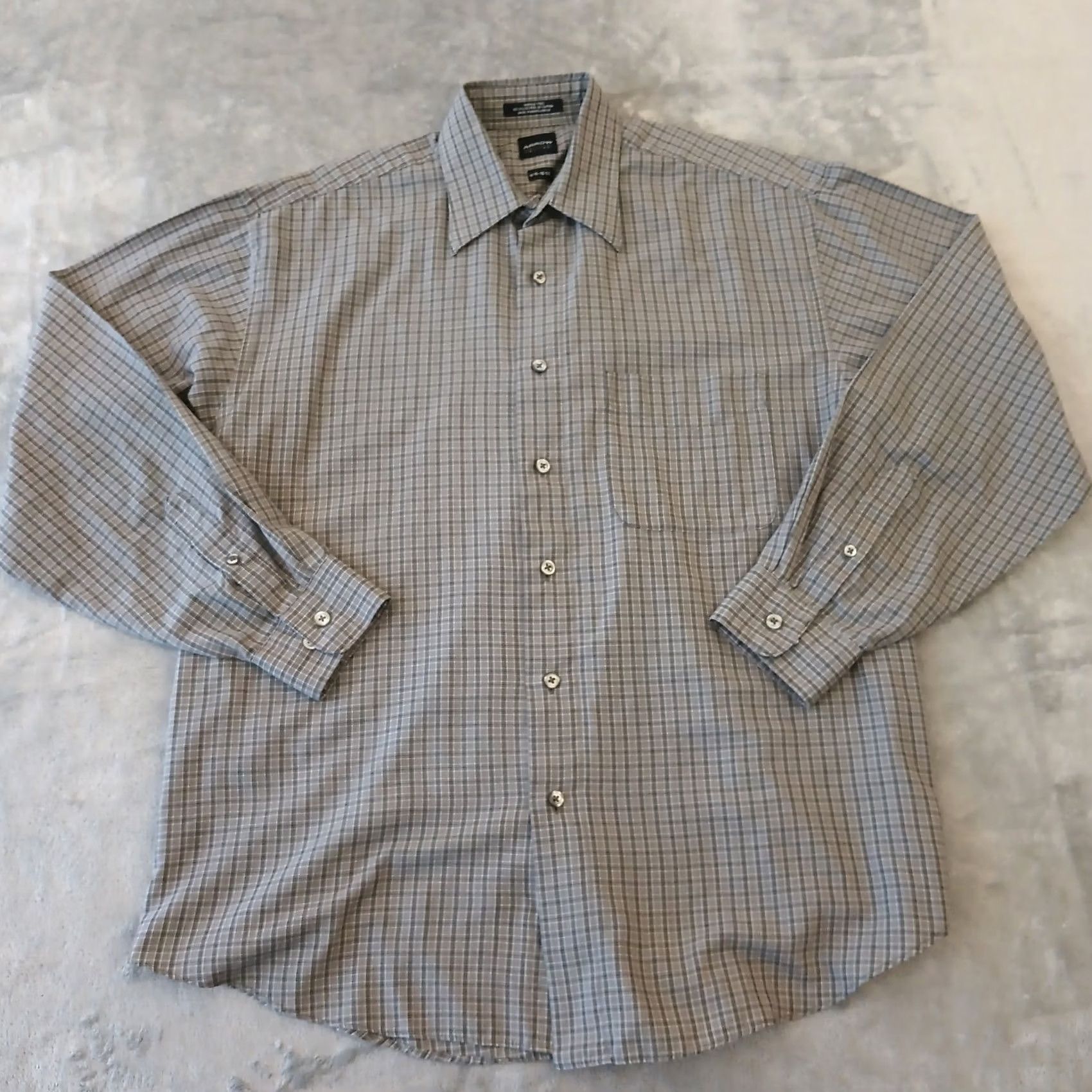 Arrow Arrow Shirt Mens Medium Gray Plaid Long Sleeve Button Up Cotton Blend Size US M / EU 48-50 / 2 - 2 Thumbnail