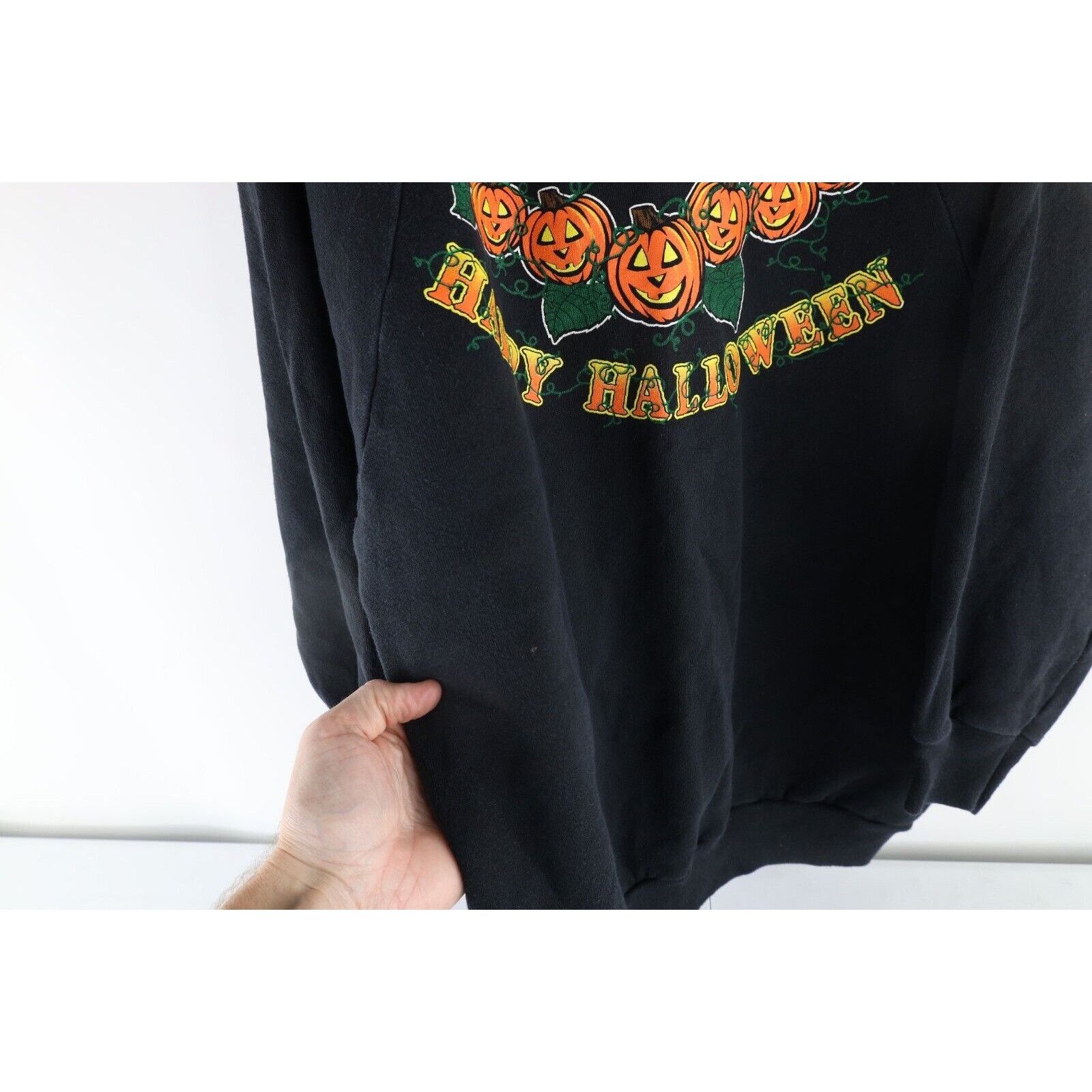 Vintage Vintage 90s Streetwear Happy Halloween Pumpkin Sweatshirt Size L / US 10 / IT 46 - 4 Thumbnail
