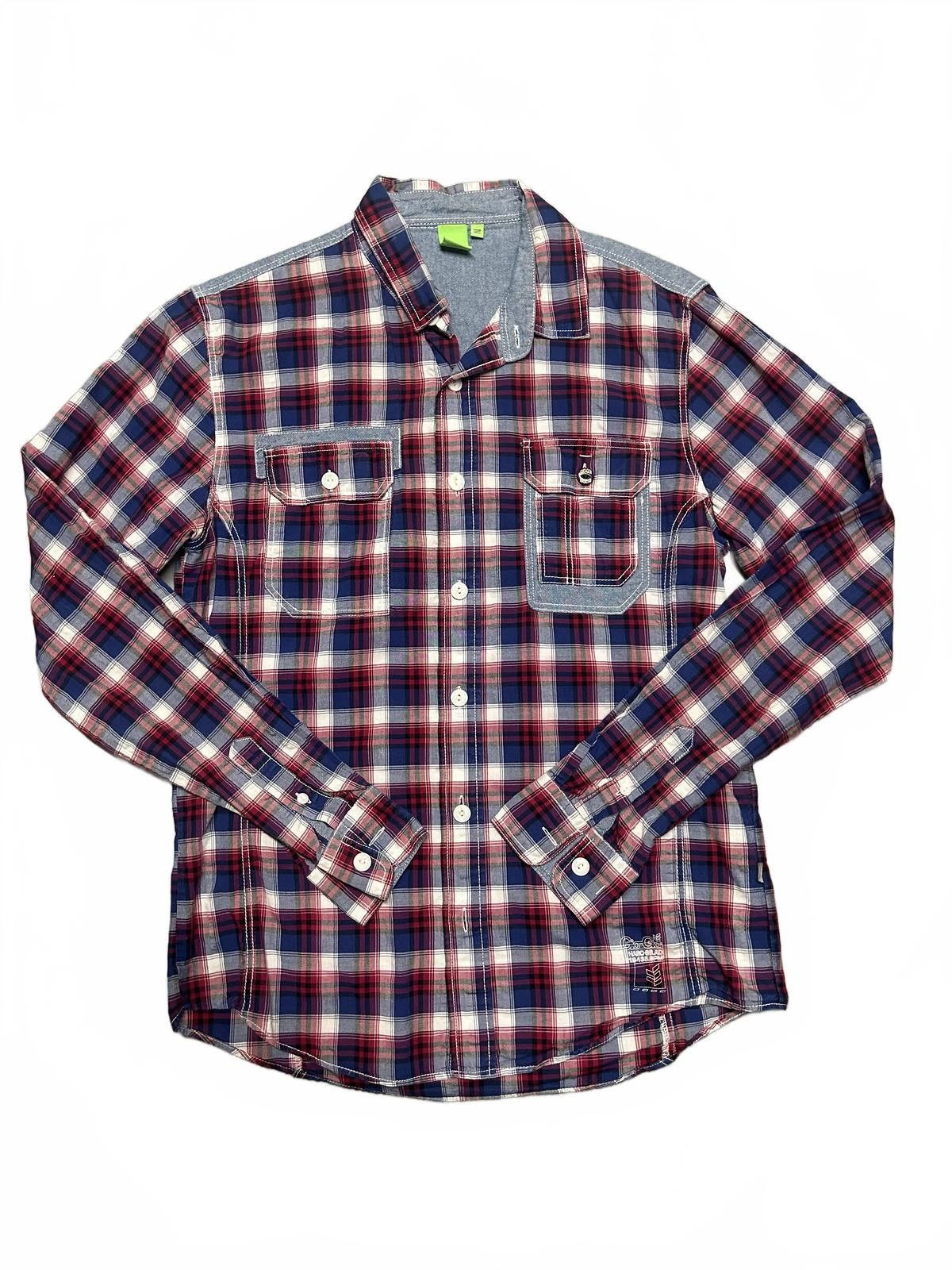 Designer Stylish Plaid Shirt with Denim Detail Size US M / EU 48-50 / 2 - 1 Thumbnail