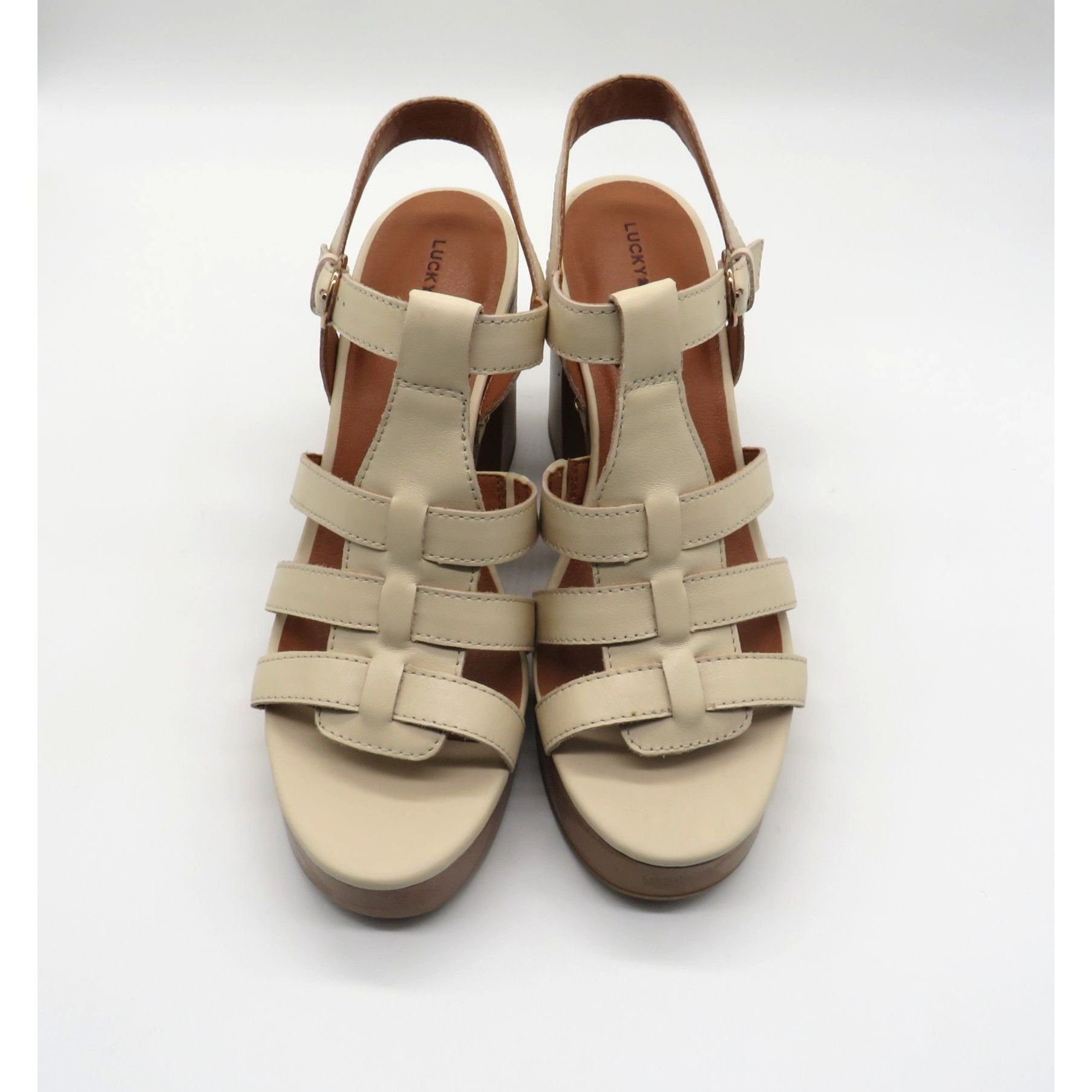 Lucky Brand Lucky Brand Beige Strappy Chunky Heel Sandals Size 10 Adjust Size US 10 / IT 40 - 2 Thumbnail