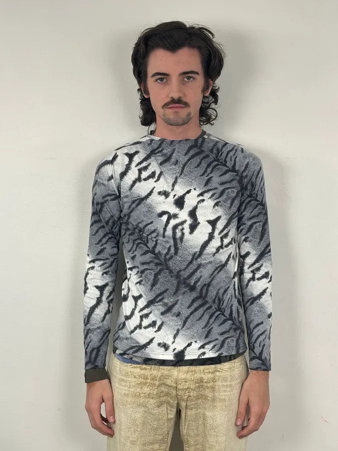 Roberto Cavalli Roberto Cavalli Grey Abstract Zebra Savage Print Longsleeve Size S / US 4 / IT 40 - 2 Thumbnail