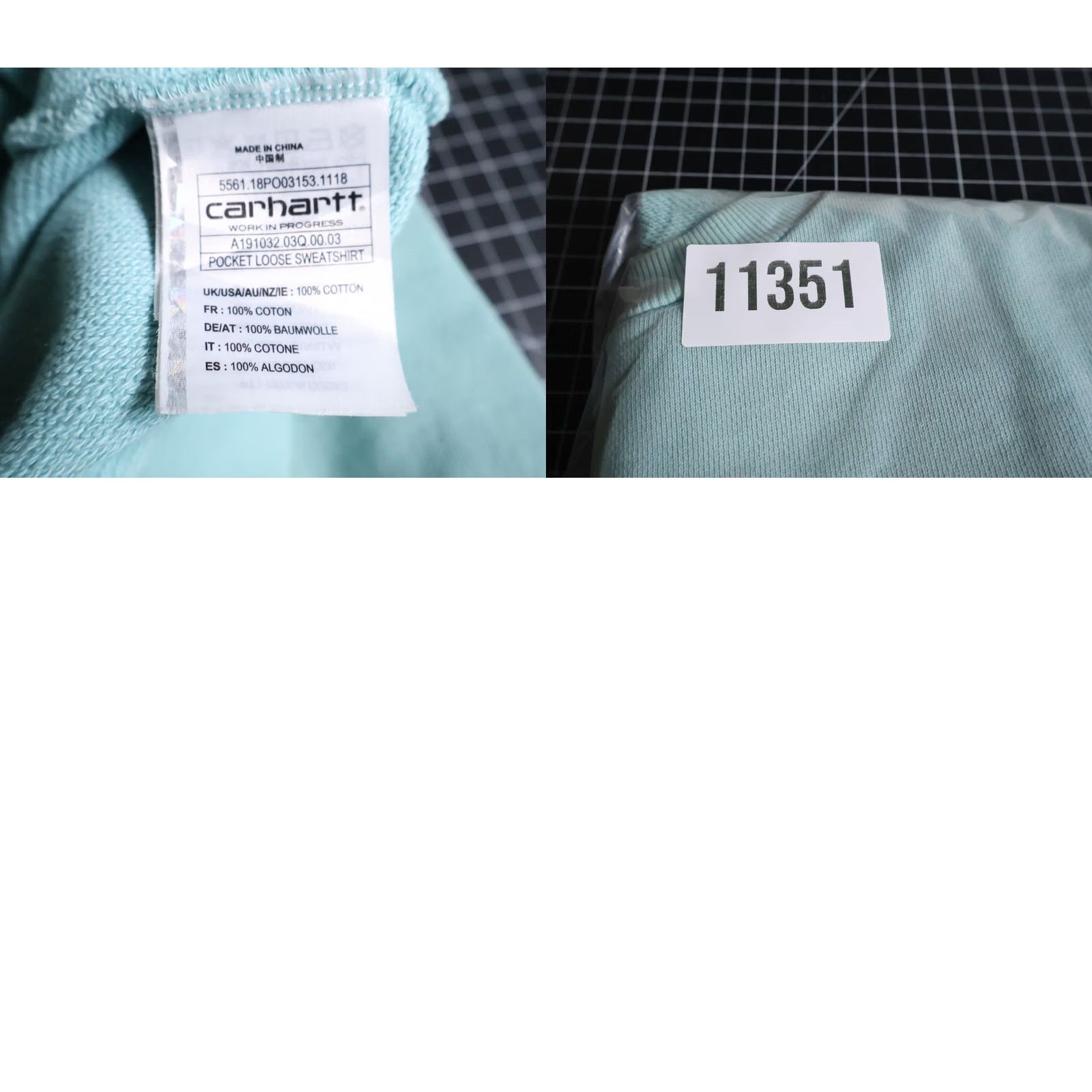 Carhartt Wip Carhartt WIP Sweatshirt Men Small Mint Green Pocket Loose French Terry Size US S / EU 44-46 / 1 - 9 Thumbnail