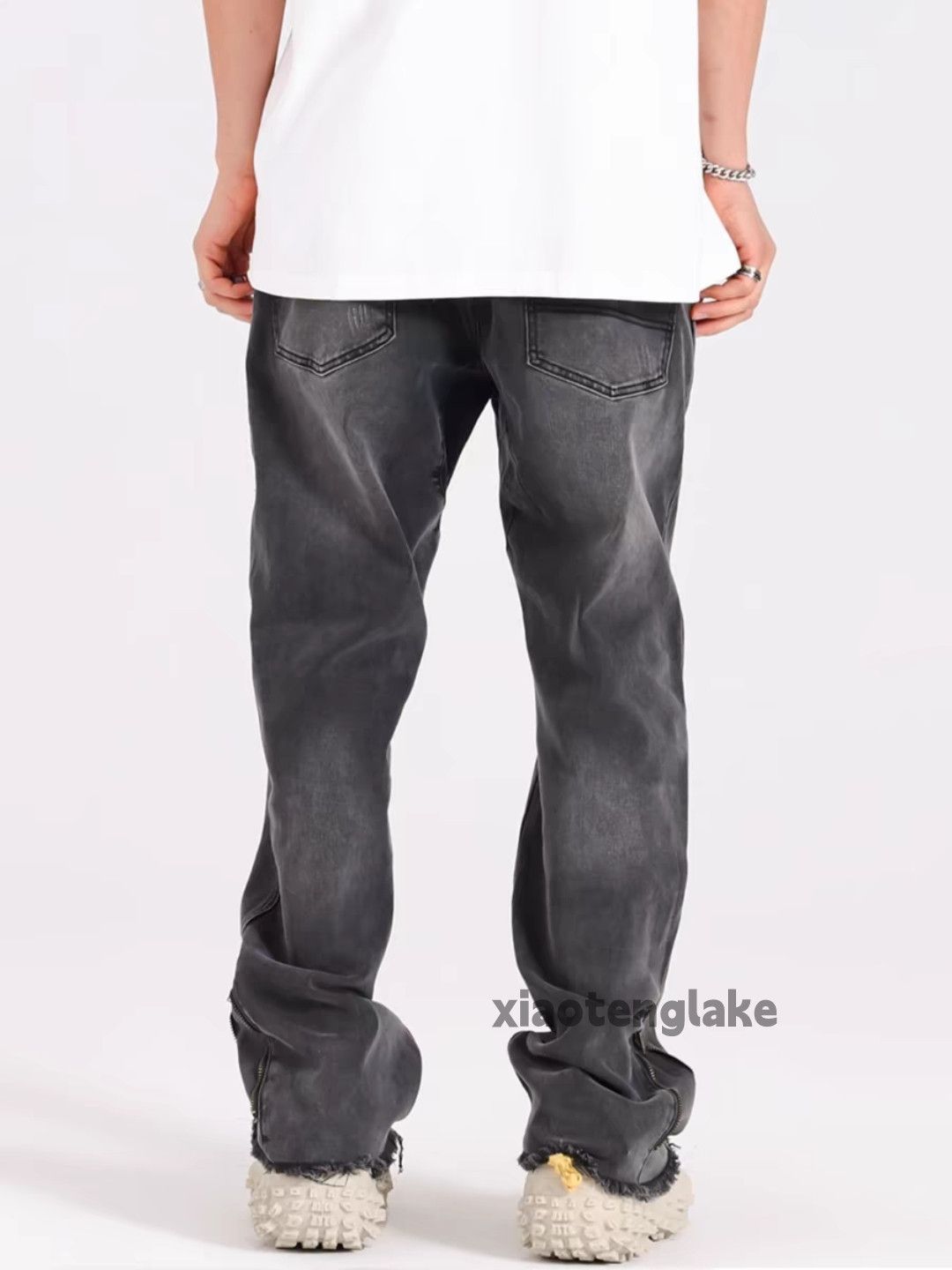 Jean × Vintage washed faded skate hiphop bootcut zipper flared jeans Size US 36 / EU 52 - 4 Thumbnail