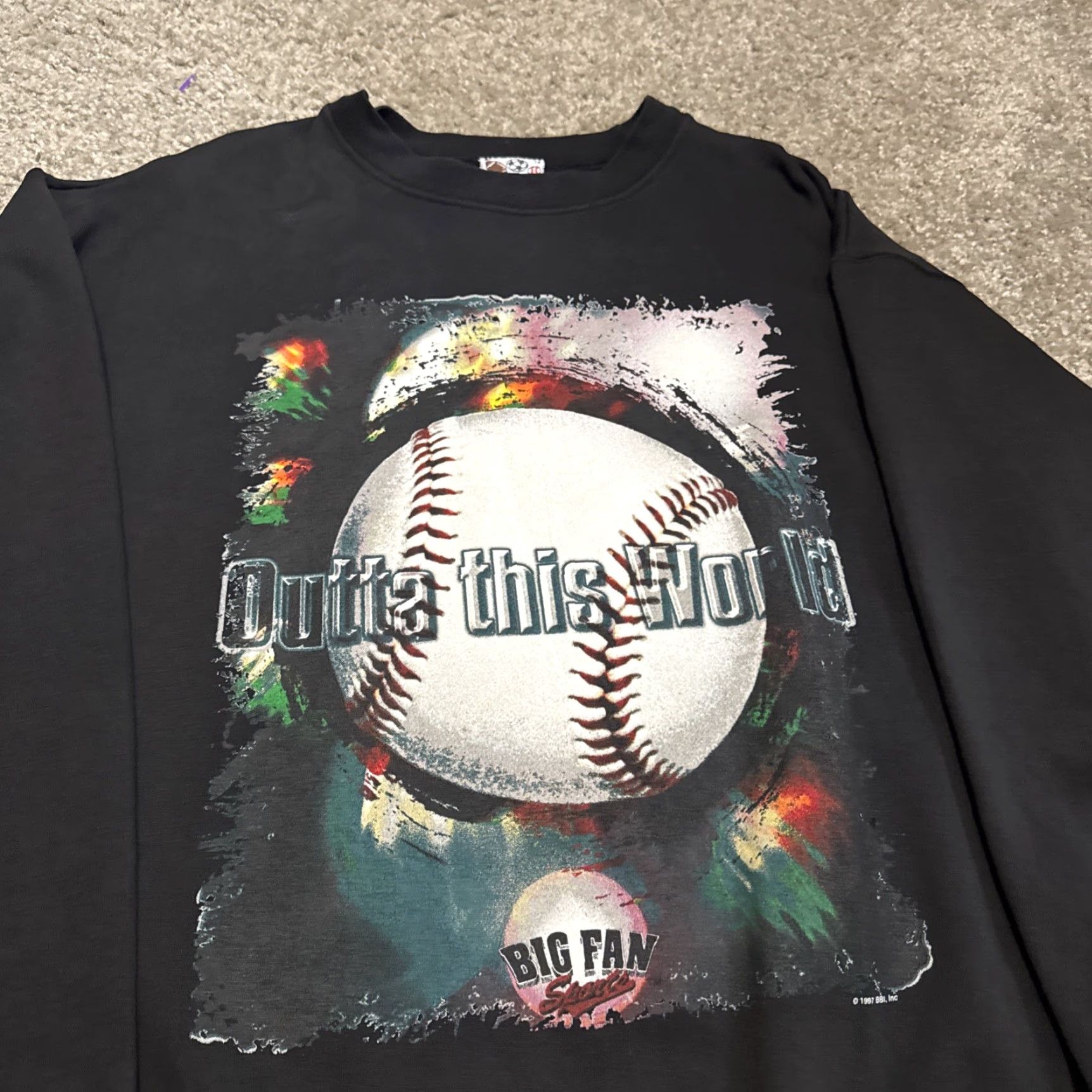 Vintage VTG 1997 Baseball Outta This World Big Fan Sports Black Crewneck Sweatshirt L Adult Mens Size US L / EU 52-54 / 3 - 3 Thumbnail