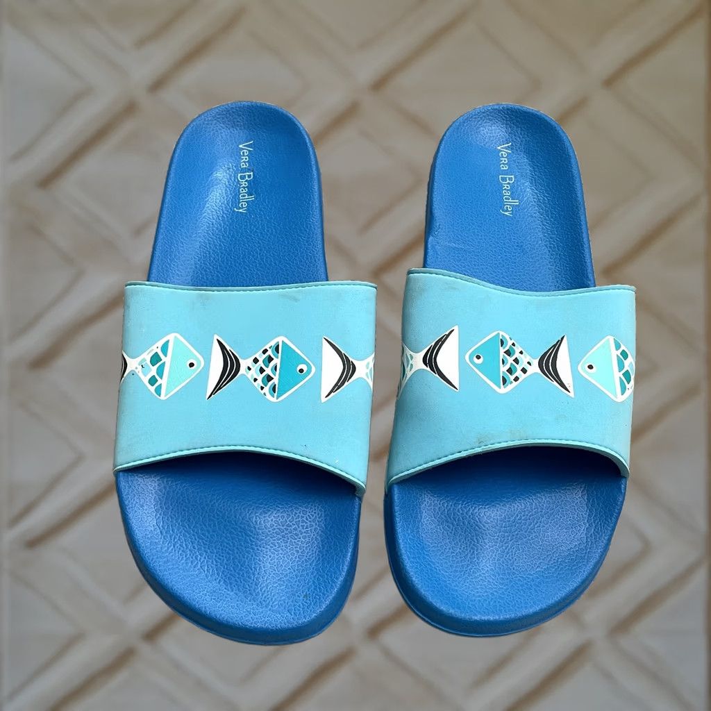 Vera Bradley Vera Bradley Sandal Women (US 9, EU 39.5) Blue Rubber Slide Casual Beach Flat Open Toe Size US 9 / IT 39 - 1 Thumbnail