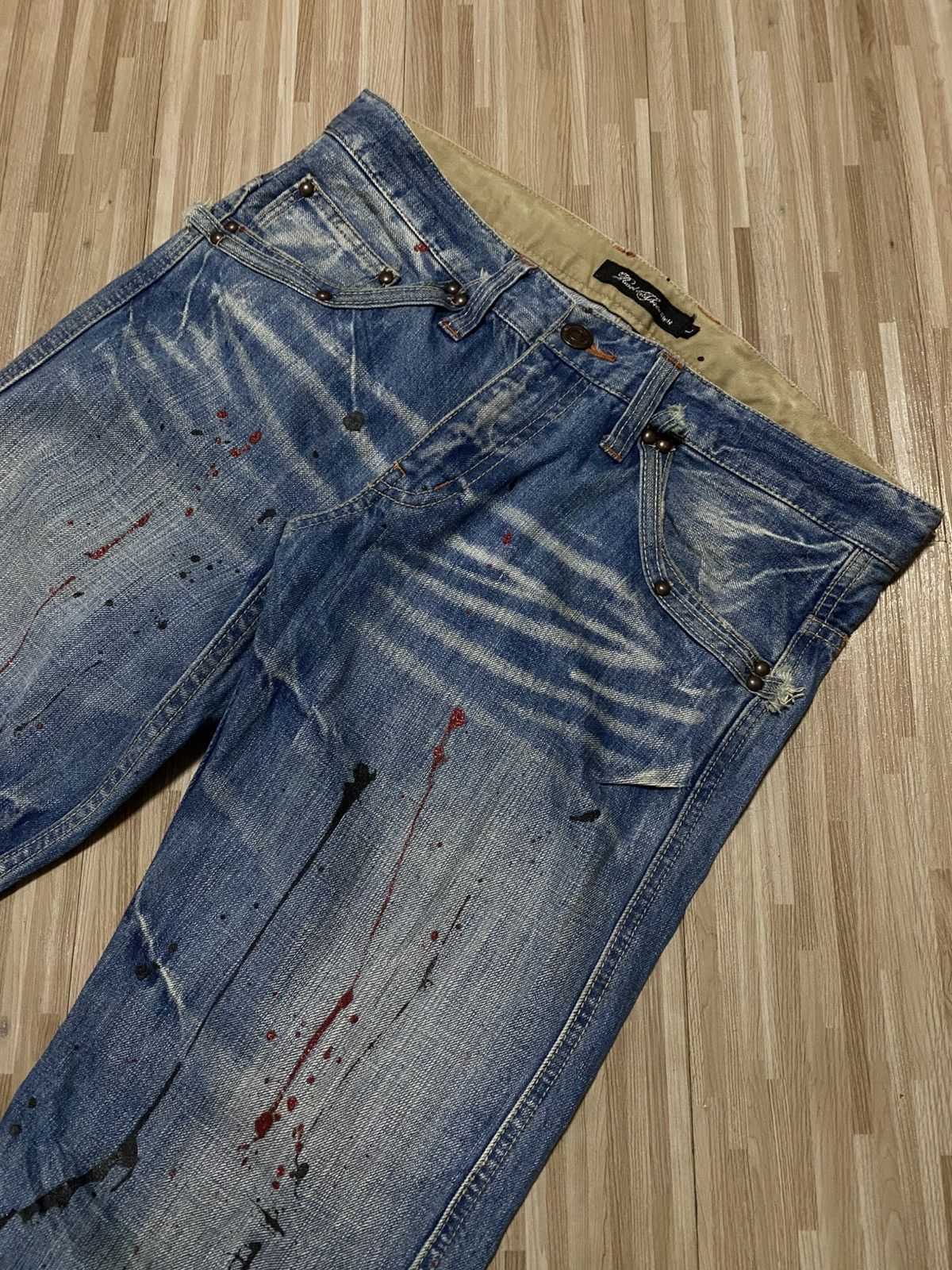 Japanese Brand 💥JEANS SPLATTER PAINT SPLASHES💥 Size US 32 / EU 48 - 7 Thumbnail